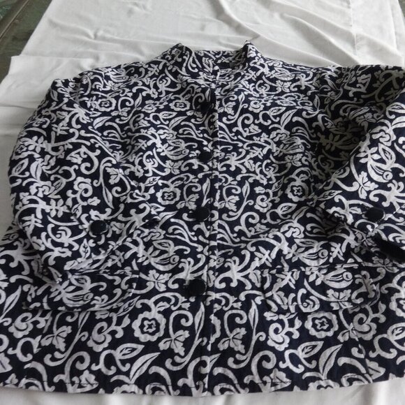 Liz Claiborne women's jacket size XL, black with white print, 3/4 sleeves, lined - Picture 7 of 16